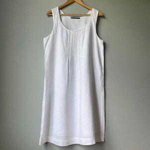 Monoprix (France) Linen dress in white with full length lined in cotton